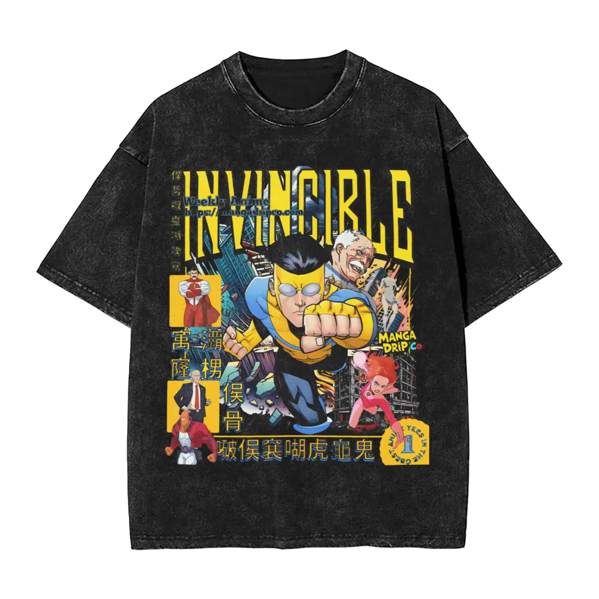 Vintage Fashion Japan - Anime Invincible Mark Grayson Print Washed