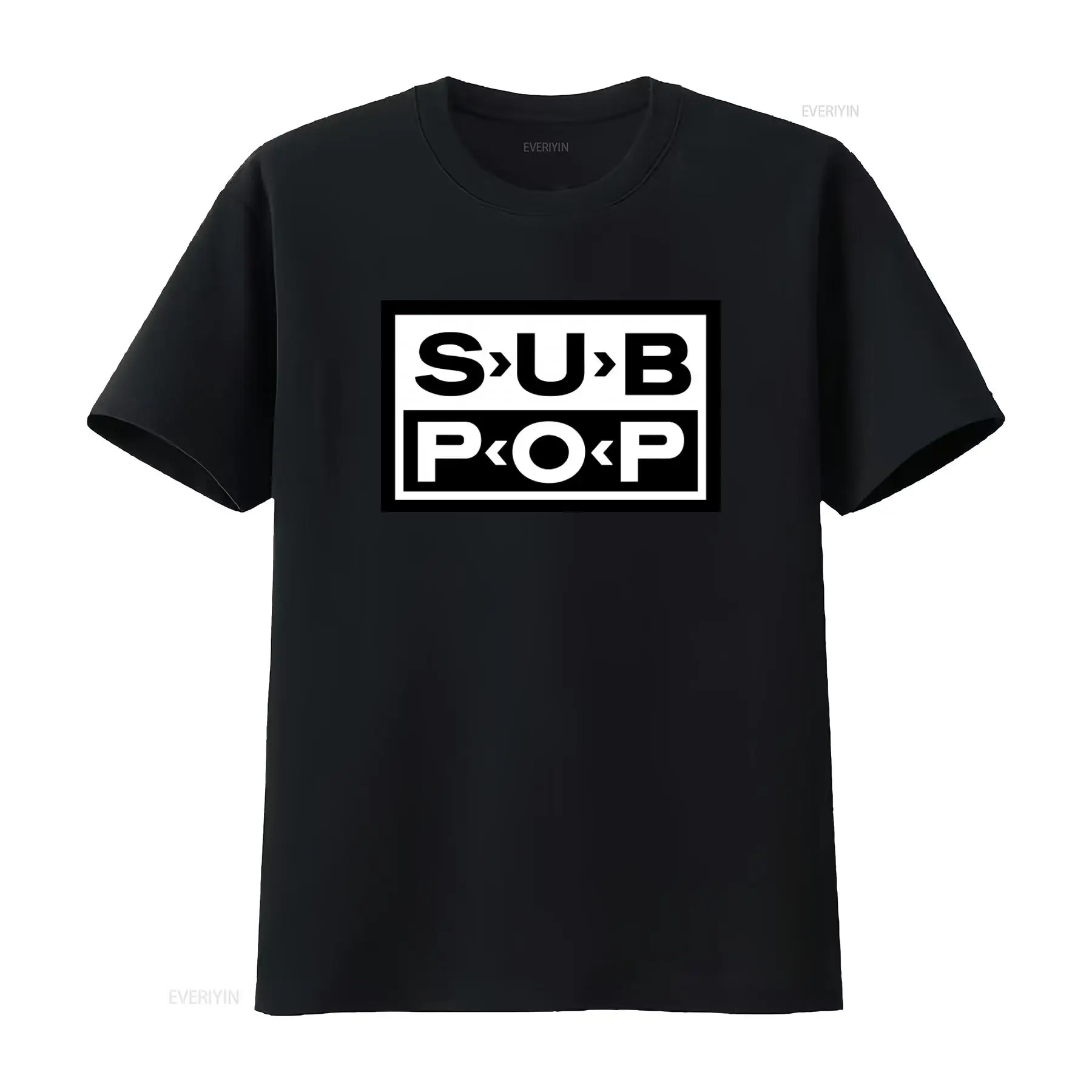 Sub Pop Logo T Shirt Black wit - Vintage Fashion Style Men บทวิจารณ์และราคา