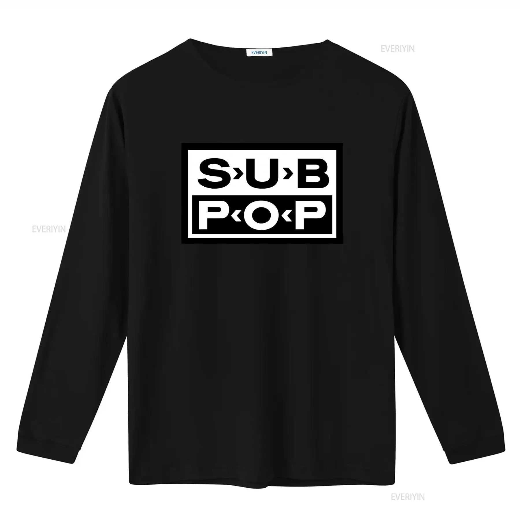 Sub Pop Logo T Shirt Black wit - Vintage Fashion Style Men บทวิจารณ์และราคา