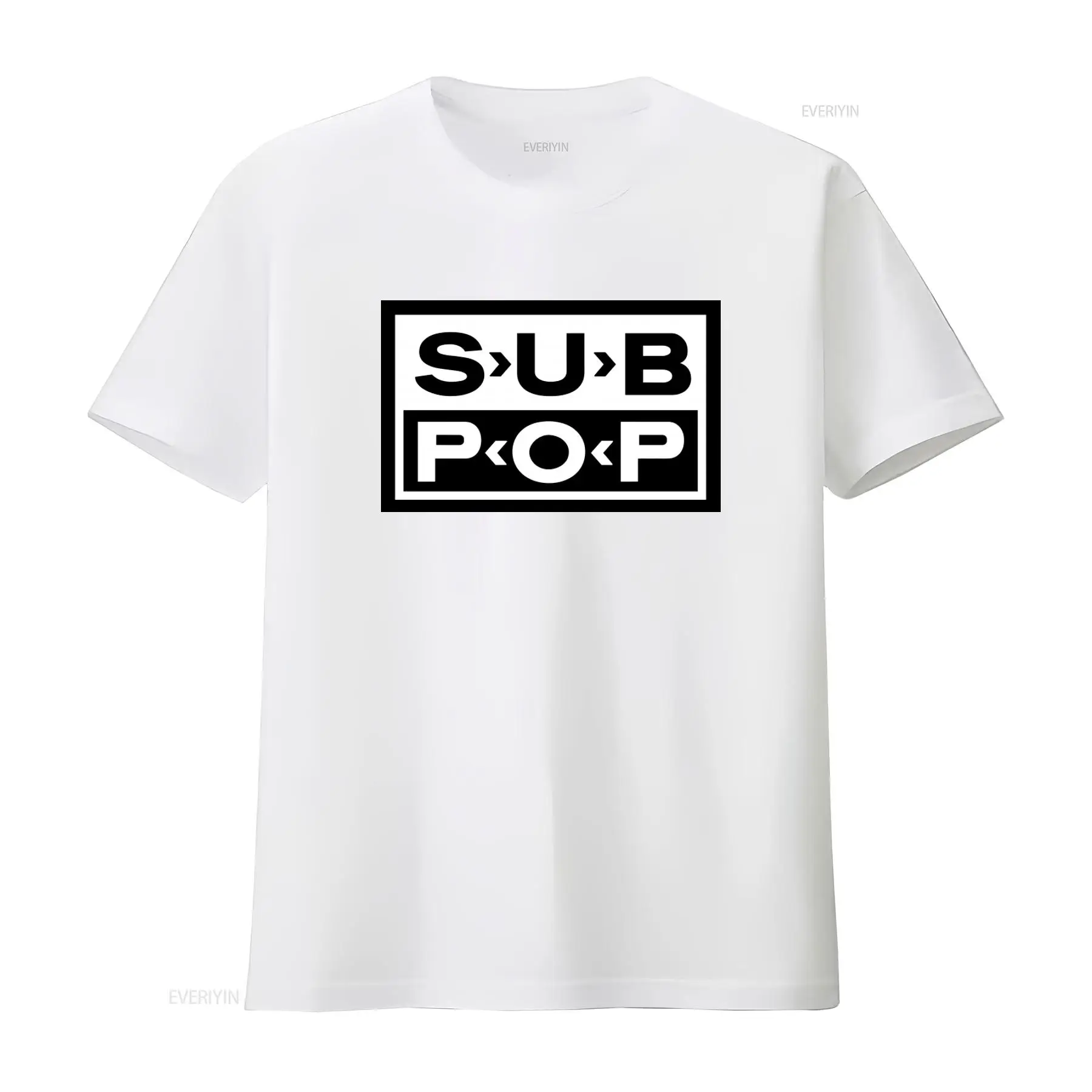 Sub Pop Logo T Shirt Black wit - Vintage Fashion Style Men บทวิจารณ์และราคา