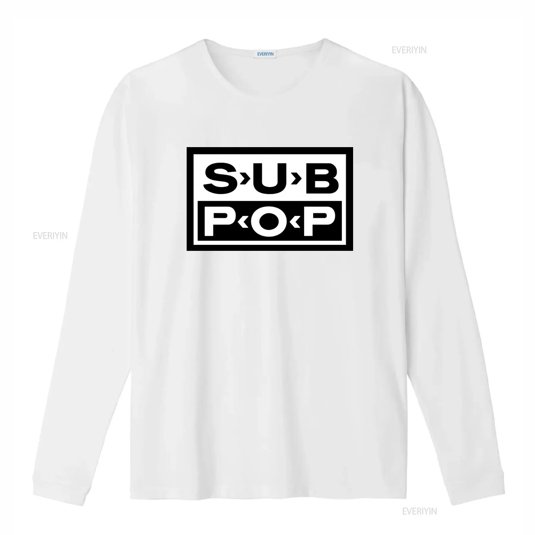 Sub Pop Logo T Shirt Black wit - Vintage Fashion Style Men บทวิจารณ์และราคา