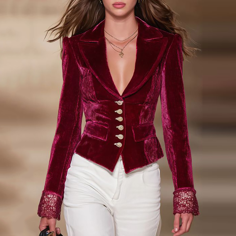 Women's Elegant Velvet Blazer  - Velvet Blazer Vintage บทวิจารณ์และราคา