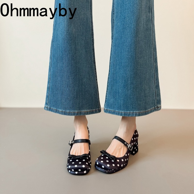 Vintage Thick Heel Polka Dot W - Vintage Fashion Wear บทวิจารณ์และราคา