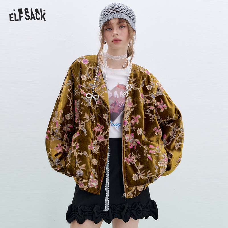 ELFSACK Gold Velvet Jacket Wom - Velvet Blazer Vintage บทวิจารณ์และราคา