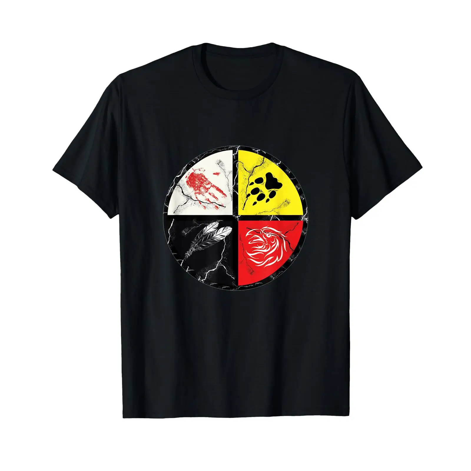 Indian Medicine Wheel T Shirt  - Vintage Fashion Wheel บทวิจารณ์และราคา