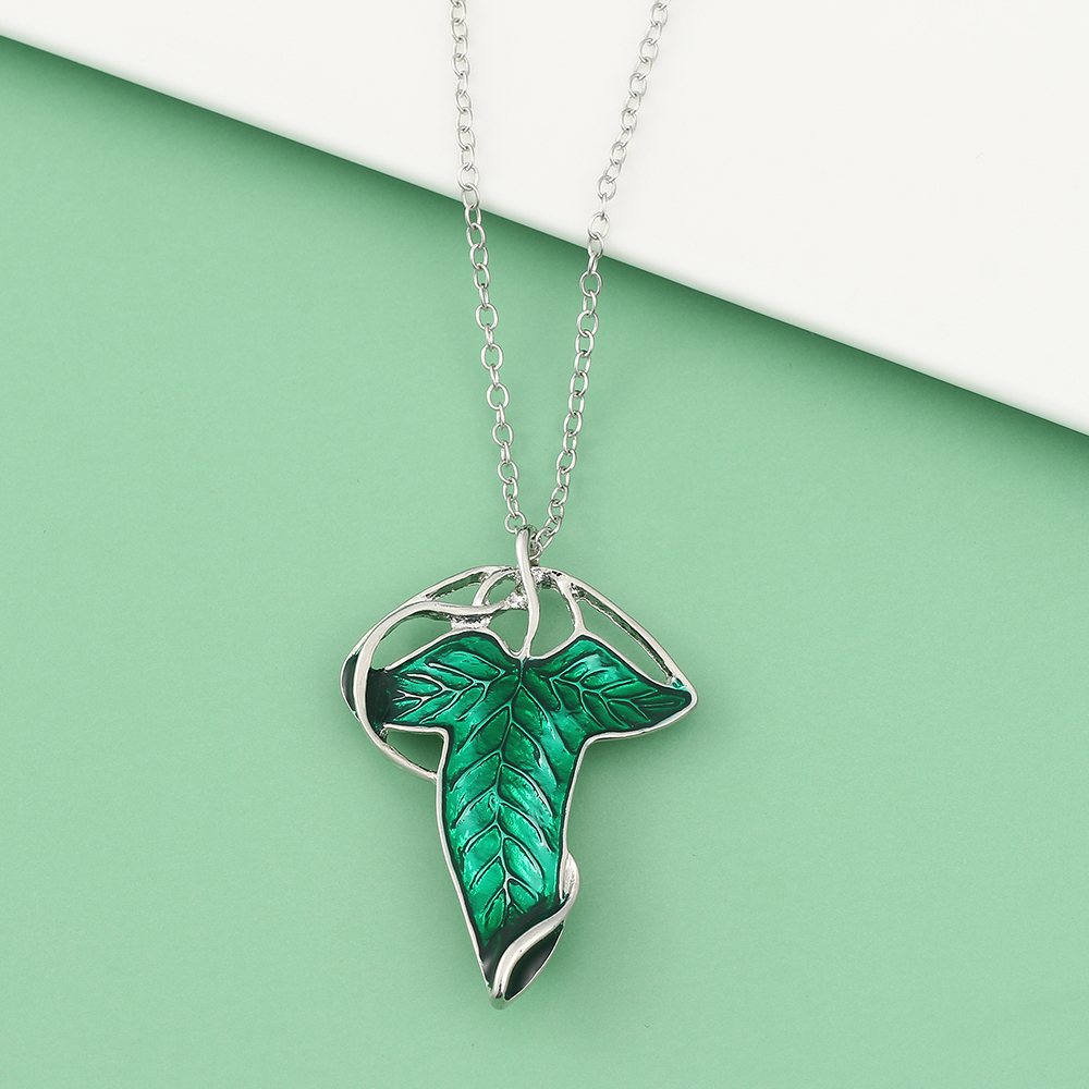 Vintage Green Leaf Pendant Nec - Vintage Fashion Jewelry Necklaces บทวิจารณ์และราคา