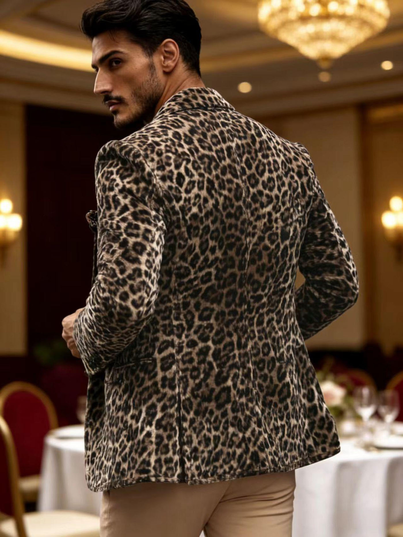 Men’s Leopard Print Velvet Bla - Velvet Blazer Vintage บทวิจารณ์และราคา