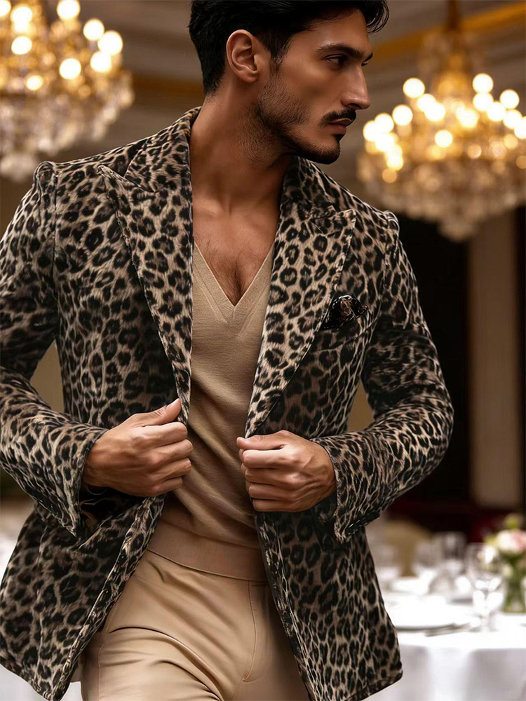 Men’s Leopard Print Velvet Bla - Velvet Blazer Vintage บทวิจารณ์และราคา