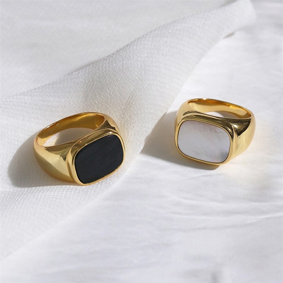 Vintage Chunky Square Shell Ri - Vintage Fashion Outlet บทวิจารณ์และราคา