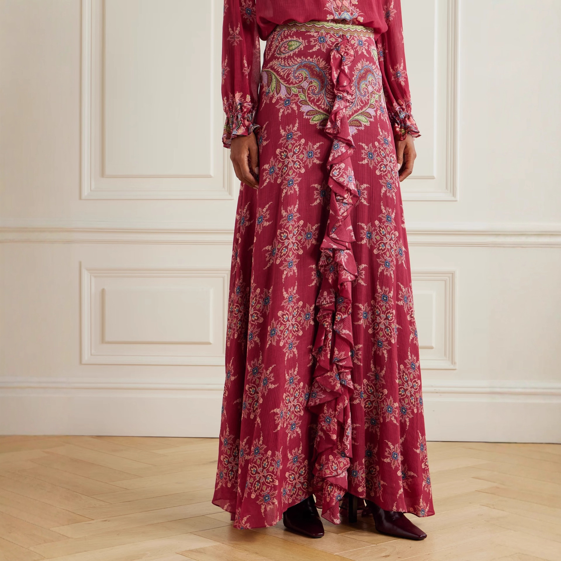 Elegant Silk Chiffon Blouse An - Vintage Fashion Wear บทวิจารณ์และราคา