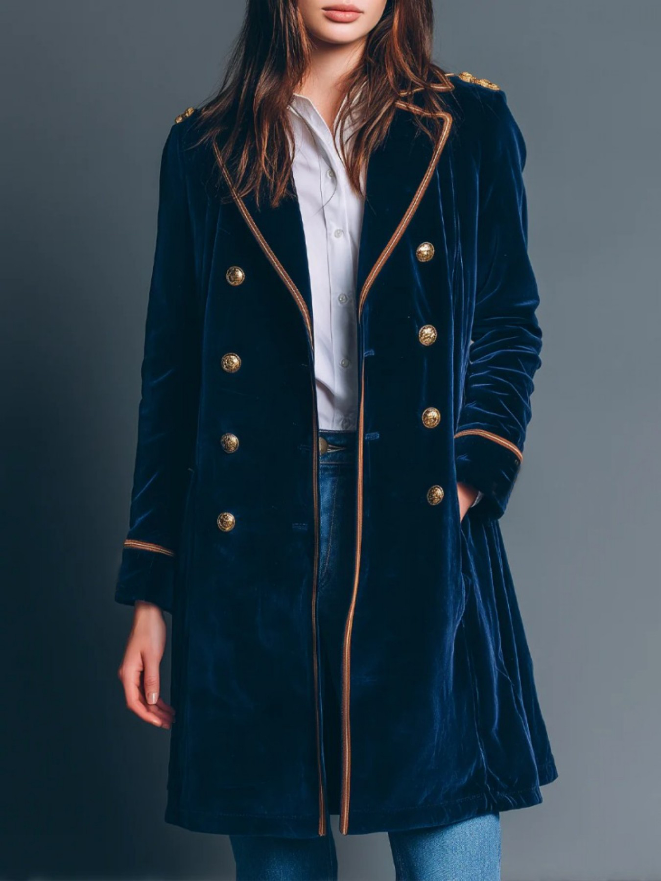 Vintage Navy Velvet Military S - Velvet Blazer Vintage บทวิจารณ์และราคา