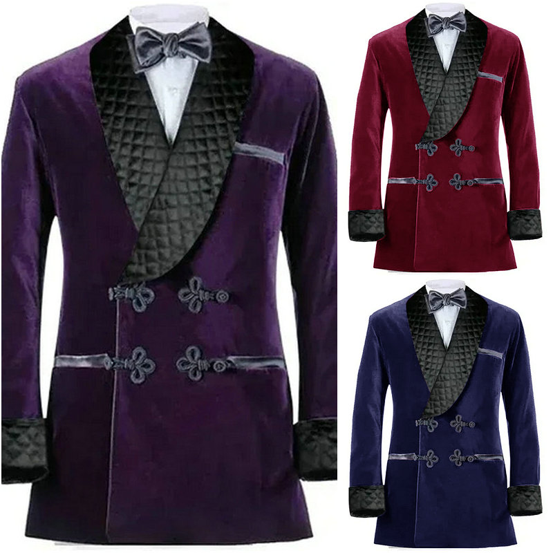 Double Breasted Purple Velvet  - Velvet Blazer Vintage บทวิจารณ์และราคา