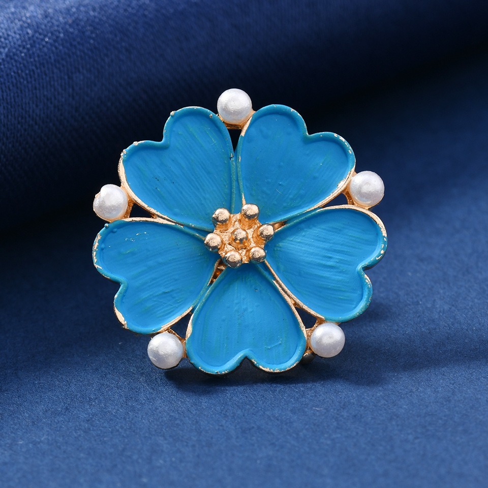 Vintage Enamel Blue Flower Bro - Vintage Fashion Wear บทวิจารณ์และราคา