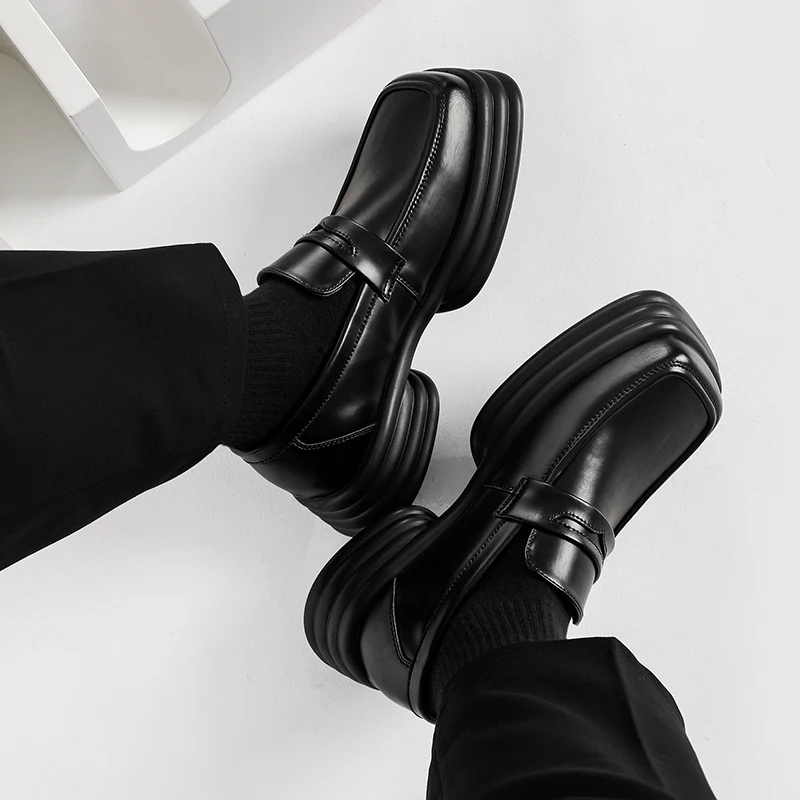 Men Zipper Patent Leather Incr - Vintage Fashion Japan บทวิจารณ์และราคา