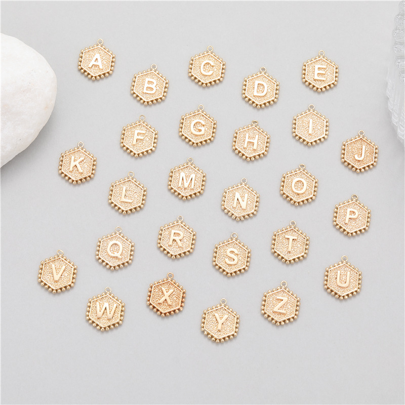 5Pcs Rivet Hexagonal 26 Alphab - Vintage Fashion Jewelry Necklaces บทวิจารณ์และราคา