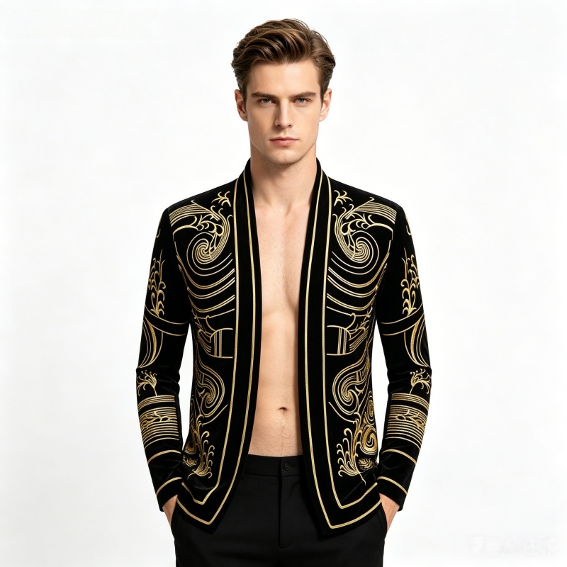 Men Vintage Velvet Embroidery  - Velvet Blazer Vintage บทวิจารณ์และราคา