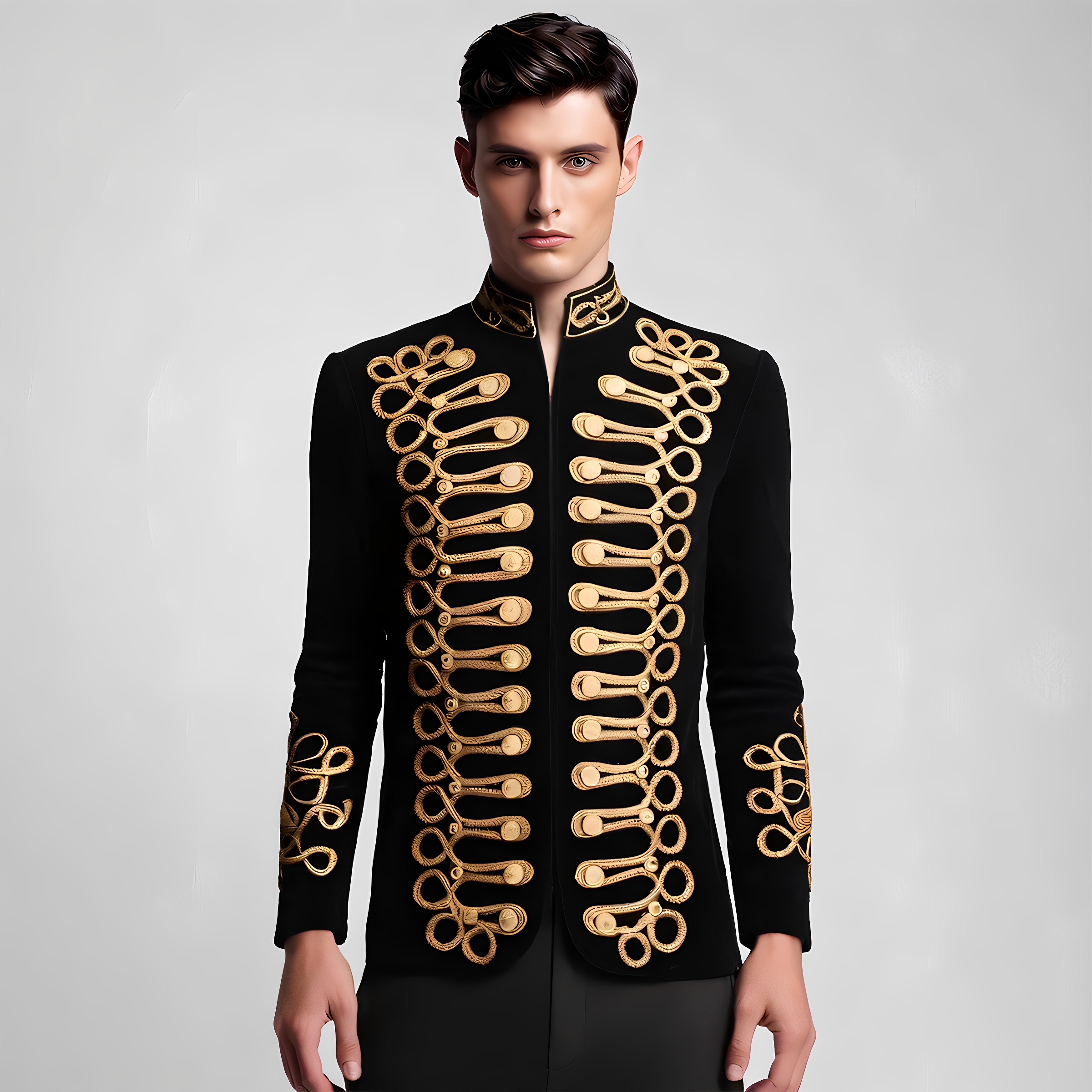 Men's Standing Collar Gold Bla - Velvet Blazer Vintage บทวิจารณ์และราคา