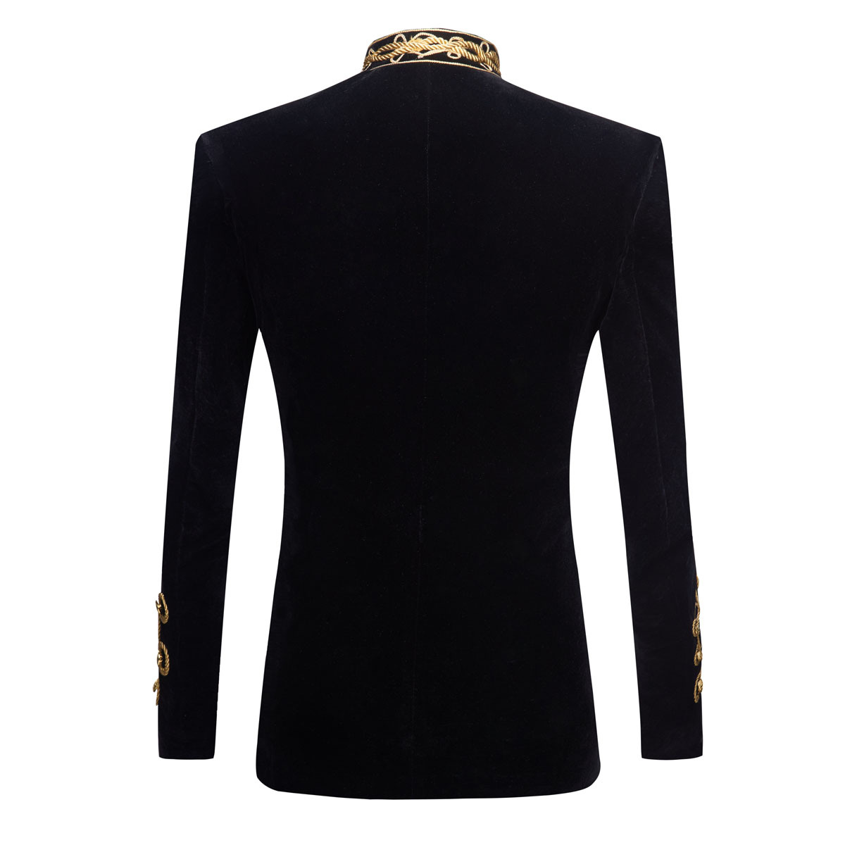 Men's Standing Collar Gold Bla - Velvet Blazer Vintage บทวิจารณ์และราคา